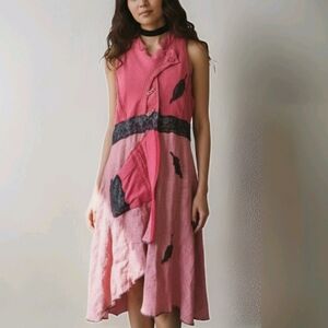 Broken Ghost Langenlook‎ Long Vest Asymmetrical Toggle Buttons Hippie Bohemian